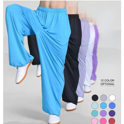 Unisex Tai Chi Martial Arts Pants Milk Silk Breathable Yoga Kungfu Trousers for Men and Women