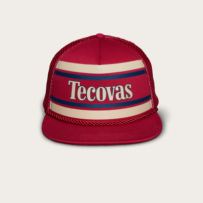 Tecovas Retro Flat Brim Trucker Hats, Red, Cotton/Polyester