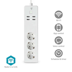 Nedis SmartLife Power Strip - 3 x Schutzkontakt (CEE 7/3) / 4 x USB - 16 A - 3680 W - 1.80 m - -10 - 40 °C - Android / IOS - Weiss Image
