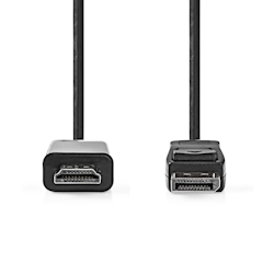 Nedis Displayport-Kabel - DisplayPort Stecker - HDMI Stecker - 4K@30Hz - Vernickelt - 1.00 m - Rund - PVC - Anthrazit - Box Image