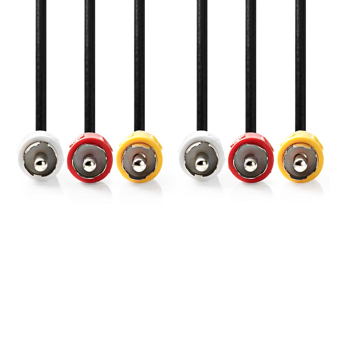 Nedis Composite-Videokabel - 3x Cinch-Stecker - 3x Cinch-Stecker - Vernickelt - 480p - 5.00 m - Rund - PVC - Schwarz - Umschlag Image