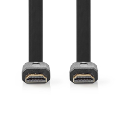 Nedis High Speed HDMI Kabel mit Ethernet - HDMI Stecker - HDMI Stecker - 4K@30Hz - 10.2 Gbps - 2.00 m - Flach - PVC - Schwarz - Label Image