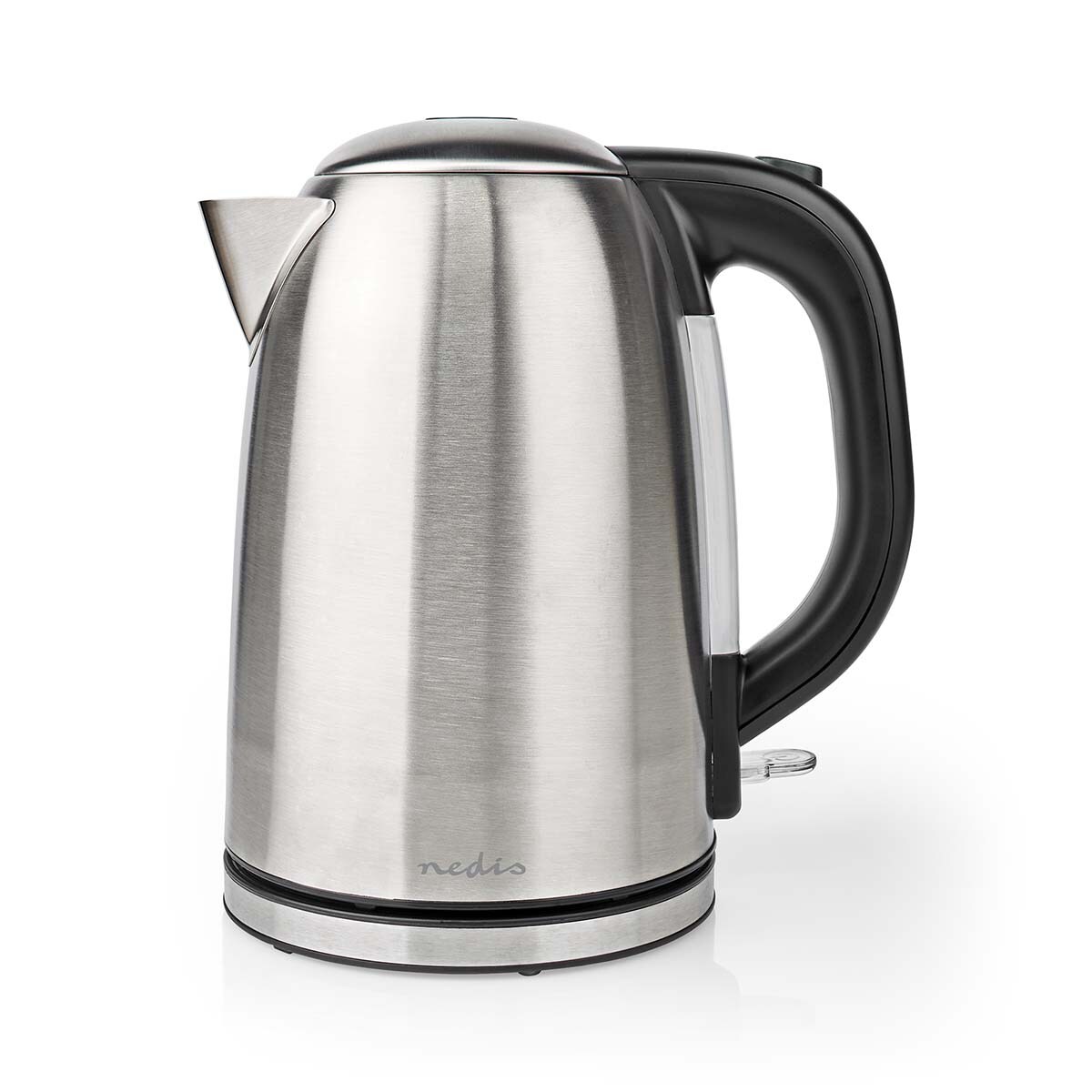 Nedis Wasserkocher - 1.7 l - Edelstahl - Schwarz / Silber - Um 360 Grad drehbar - Verdecktes Heizelement - Strix Controller - Boil-dry protection Image