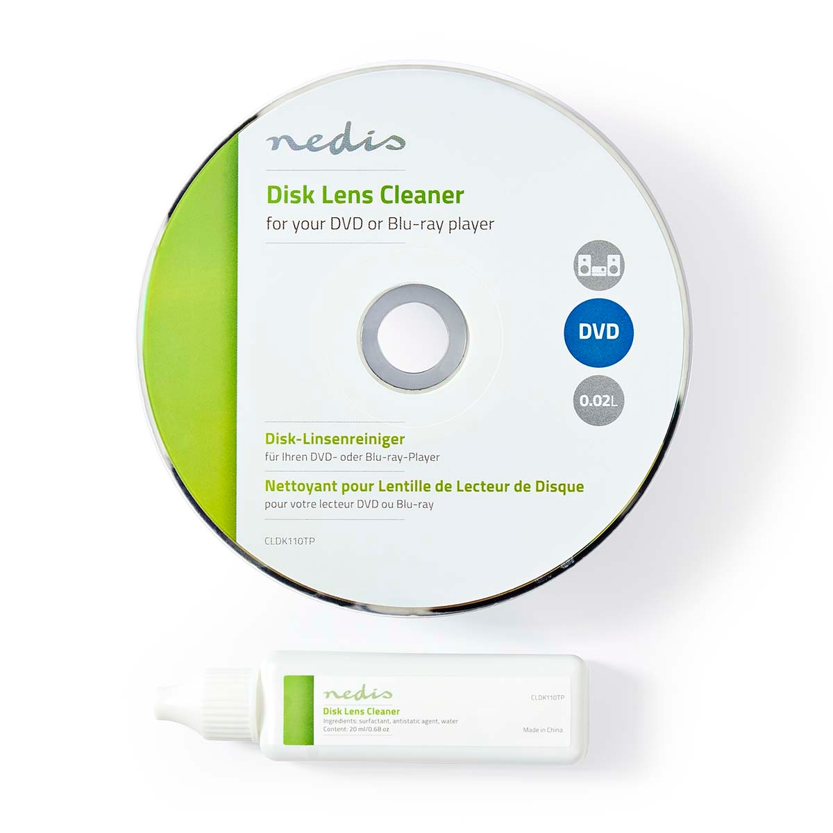 Nedis CD LinsenreinigerCleaner - Reinigungsdisk - 20 ml - Blu-ray Player / DVD Spieler Image