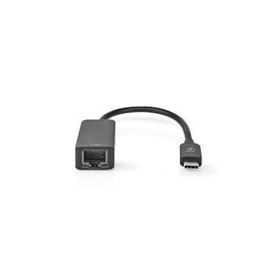 Nedis USB-Netzwerkadapter - USB 3.2 Gen 1 - 2.5 Gbps - USB-C Stecker - RJ45 Buchse - 0.20 m - Rund - Vernickelt - Verzinntes Kupfer - Schwarz - Box Image
