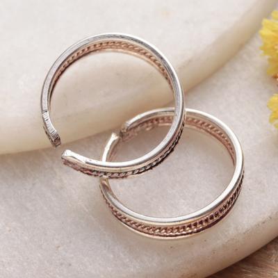 Discreet Charm,'Polished Classic Sterling Silver Toe Rings (Pair)'