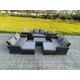 8 pc Rattan Sofa Garden Furniture Outdoor Patio Set with 2 Side Tables 2 Big Footstool Love Seat Sofa Dark Grey Mixed