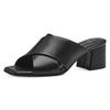 Pantolette MARCO TOZZI, Damen, Gr. 42, schwarz, Lederimitat, unifarben, elegant, Schuhe, Blockabsatz, Sommerschuh, Schlappen mit gekreuzter Bandage