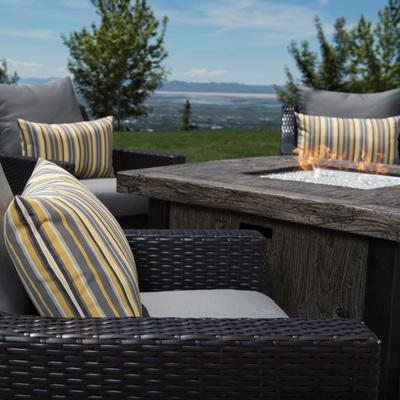 Deco 5 Piece Sunbrella Outdoor Patio Fire Chat Set - 42" W x 42" D x 25" H