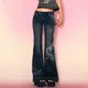 Rockmore-Jean évasé taille basse Y2K pour femme streetwear imprimé esthétique vintage denim