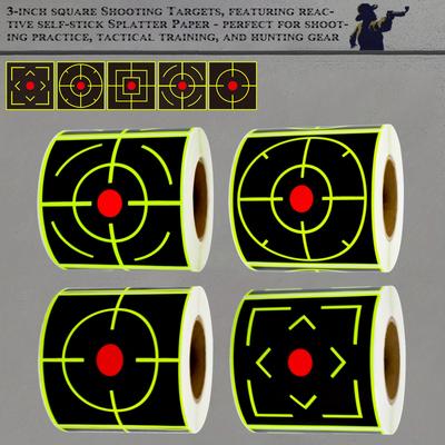 200pcs Targets Splatter Target Stickers, Self Adhesive 3 Inch Paper Targets With Fluorescent Yellow Impact, Round Reactive Targets For Range Pellet Bow Hunting