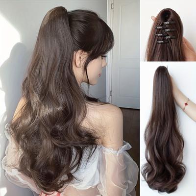 Claw Ponytail Long Curly Wavy Ponytail Extensions ...