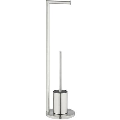 Metall Stand WC-Garnitur Ferla in Mattsilber 18 x 69,5 cm - Satiniert - Wenko