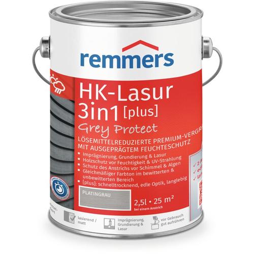 HK-Lasur 3in1 Grey Protect [plus] platingrau, matt, 2,5 Liter, Holzlasur, Premium Holzlasur außen,