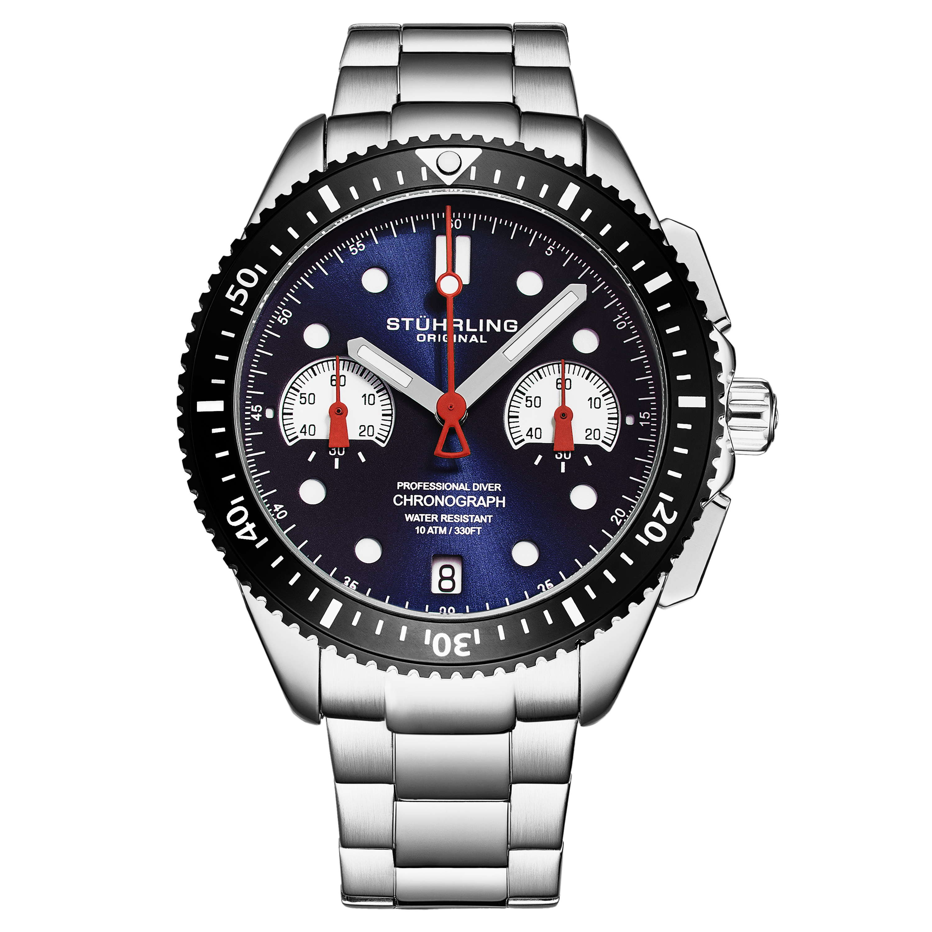 Stührling Mens Velocity 4016 Quartz 42mm Chronograph - Silver - One Size | Stührling Sale | Discount Designer Brands