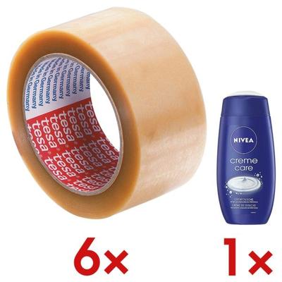 tesa 6x Packband »4124« 50 mm breit inkl. 1x Cremedusche »Creme Care« transparent Image