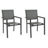 Abruzzo set due sedie impilabili 56x60x90 cm in alluminio taupe con braccioli