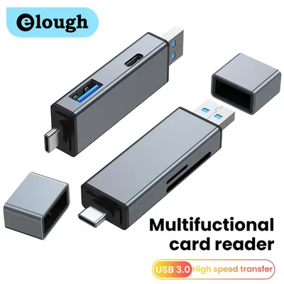 Elough USB3.0 TF Card Reader OTG Adapter 4 IN 1 Flash Drive SD TF Card Reader Type c to Micro SD