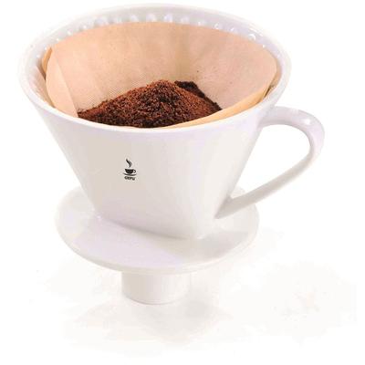 Permanentfilter GEFU "SANDRO", weiß, B:14,2cm H:13,9cm T:17cm, Porzellan, Kaffeefilter, geeignet für handelsübliche Papierfiltertüten der Größe 4. Porzellan Image