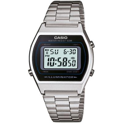 Chronograph CASIO VINTAGE, silber (edelstahlfarben, schwarz), Armbanduhren, Damen, Quarzuhr, Armbanduhr, Damenuhr, Herrenuhr,Digitaluhr, Edelstahlarmband Image