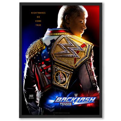 WWE Cody Rhodes Backlash France Poster - Framed A3 Image