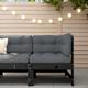 Canapé d'angle avec coussins noir bois de pin solide The Living Store Noir
