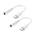 2pcs Type-C to 3.5mm Earphone Cable Adapter Usb 3.1 Type C USB-C Male to 3.5 AUX Audio Female Jack (White)