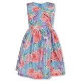 Bonnie Jean Girls Satin Shimmer Floral Dress - blue 3t (Toddler)
