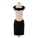 Black Halo Cocktail Dress - Sheath Scoop Neck Short Sleeve: Black Color Block Dresses - Women's Size 2