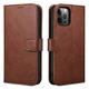 HBYLEE Mobile Phone Case for iPhone 12/12 Pro/12 Pro Max, PU Leather Flip Wallet Mobile Phone Case with Card Slots and Stand Function, Magnetic Mobile Phone Case, Soft Silicone Case, Brown, 12 Mini