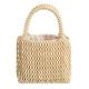 Womens Wood Beads Handbag Handmade Hollow Mini Hobo Purses Woven Summer Beach Small Totes Evening Bags for Wedding Party, White, One Size