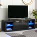 TV Stand with 2 Tempered Glass Shelves, High Gloss Entertainment Center for TVs 70'', TV Cabinet with LED Color Changing Lights
