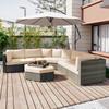 Outdoor Furniture Patio Sets 6 Pieces Conversation Set Sectional Sofa Garden Furniture All-Weather Couch