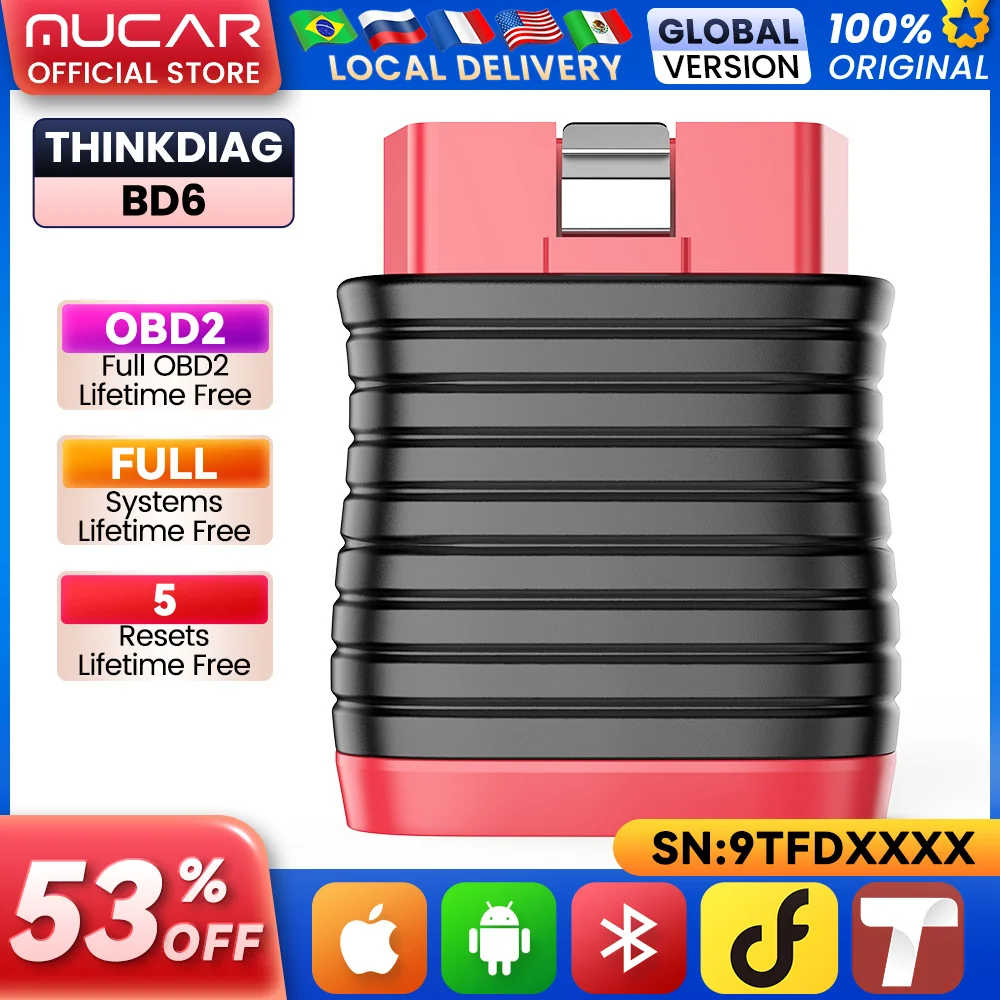 THINKCAR BD6 OBD2 Auto Scanner ABS SRS TCM TPMS Motor Code Reader Auto Diagnose Werkzeug ABS BLEED EPB ETS IMMO Reset Scan Tool