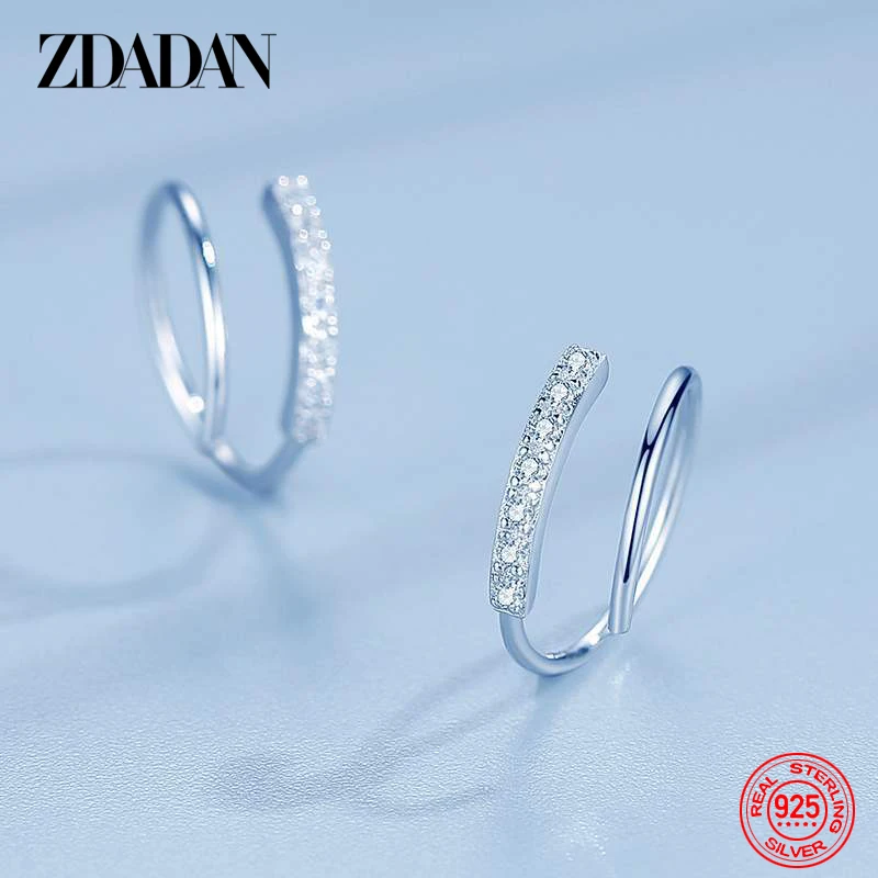 ZDADAN Creolen aus 925er Silber mit Zirkon für Damen, Modeschmuck Image