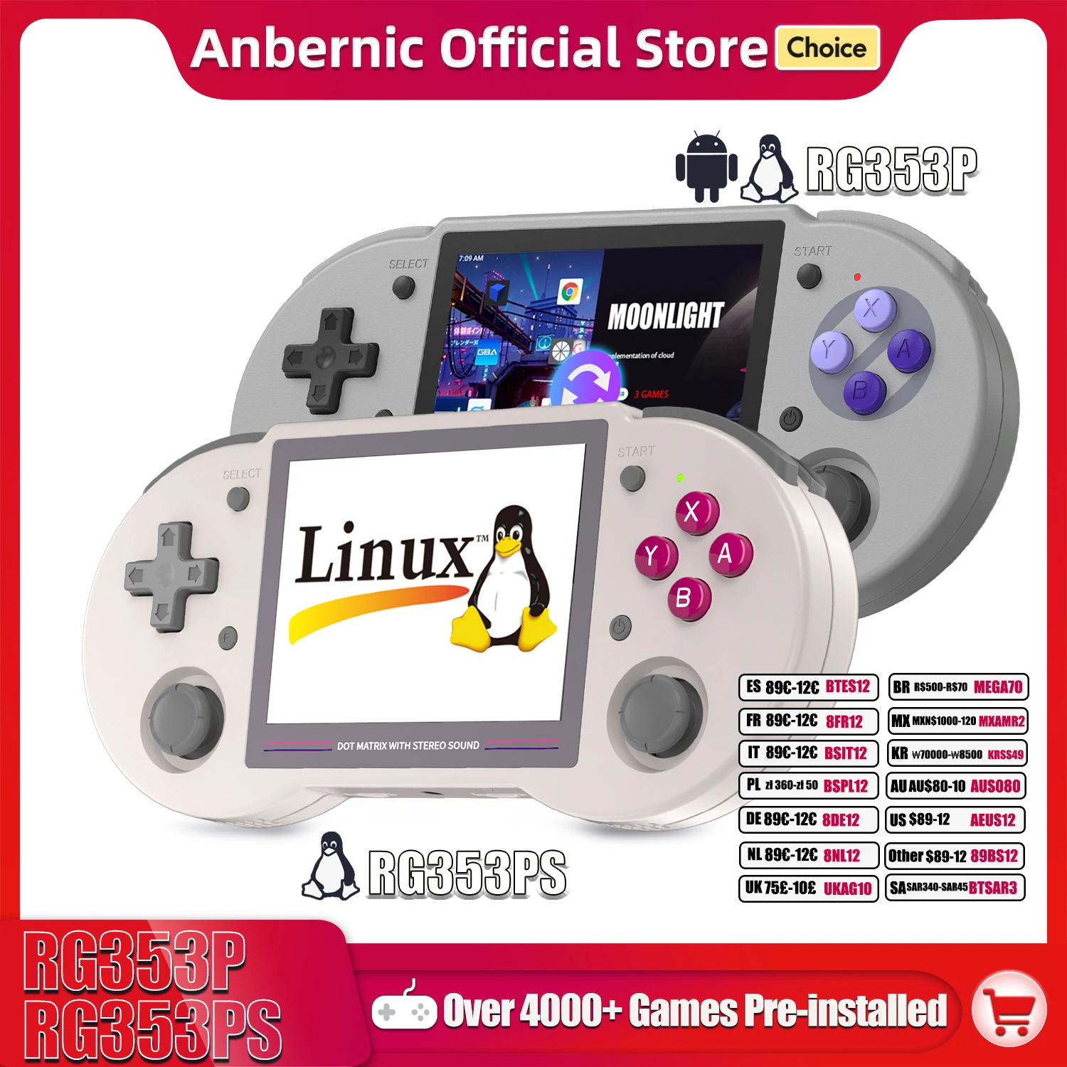 ANBERNIC RG353PS RG353P 64 Bit Handheld Spielkonsole Linux System 3,5-zoll IPS Bildschirm Retro Game Player HDMI-kompatibel 3500 mAh Image