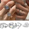 2024 neue ins Modetrend Mondlicht Stein eingelegt Ring Licht Luxus Frau offene Ringe für Frauen