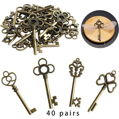 TEMU 40pcs Vintage Flying Key Pendant, 40 Pairs Dragonfly Wings & 33 Yards Crystal Rope For Making Wedding Party & Indoor Decor