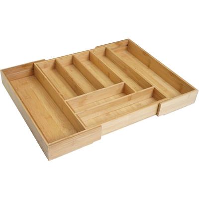 Besteckkasten HHG-559, Schubladeneinsatz Geschirrkasten, Bambus variabel 35-58x45cm Image