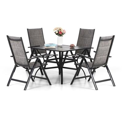 Phivilla - Gartenmöbel Set 4 Stühle mit Tisch, 4 Textilene Klappstuhl, 94cm Quadratische Image