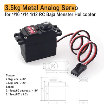 M0200 20g 3.5kg Metal Gear mini Servo for 1/16 1/14 1/12 RC Car Carson WPL Wltoys HSP JJRC ZD Racing