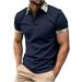FAVIPT Summer Shirt For Men 2024 Mens Quarter Zip Golf Shirts Men s Short Sleeve Zipper Polo Shirt 1/4 Zip Shirts for Men Solid Color Pullover Lapel Collar Golf Shirt Navy XL
