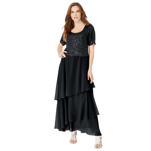 plus-size-womens-chiffon-tiered-maxi-dress-by-roamans-in-black--size-32-w-/