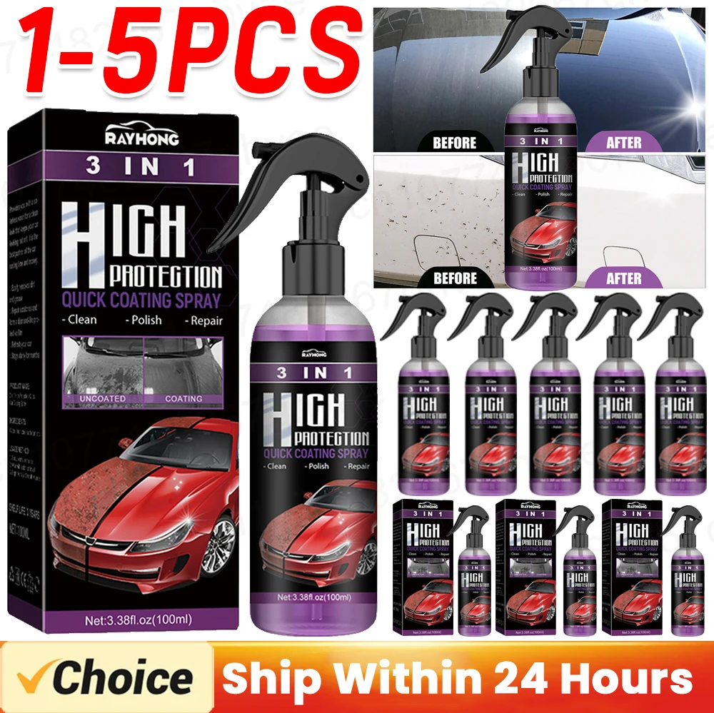 1-5 stücke 3 In 1 Auto Nano Keramik Beschichtung Spray 100 ml Hohe Schutz Wachsen Polieren Werkzeug schnelle Mantel Polnischen Sealer Spray Glanz Image