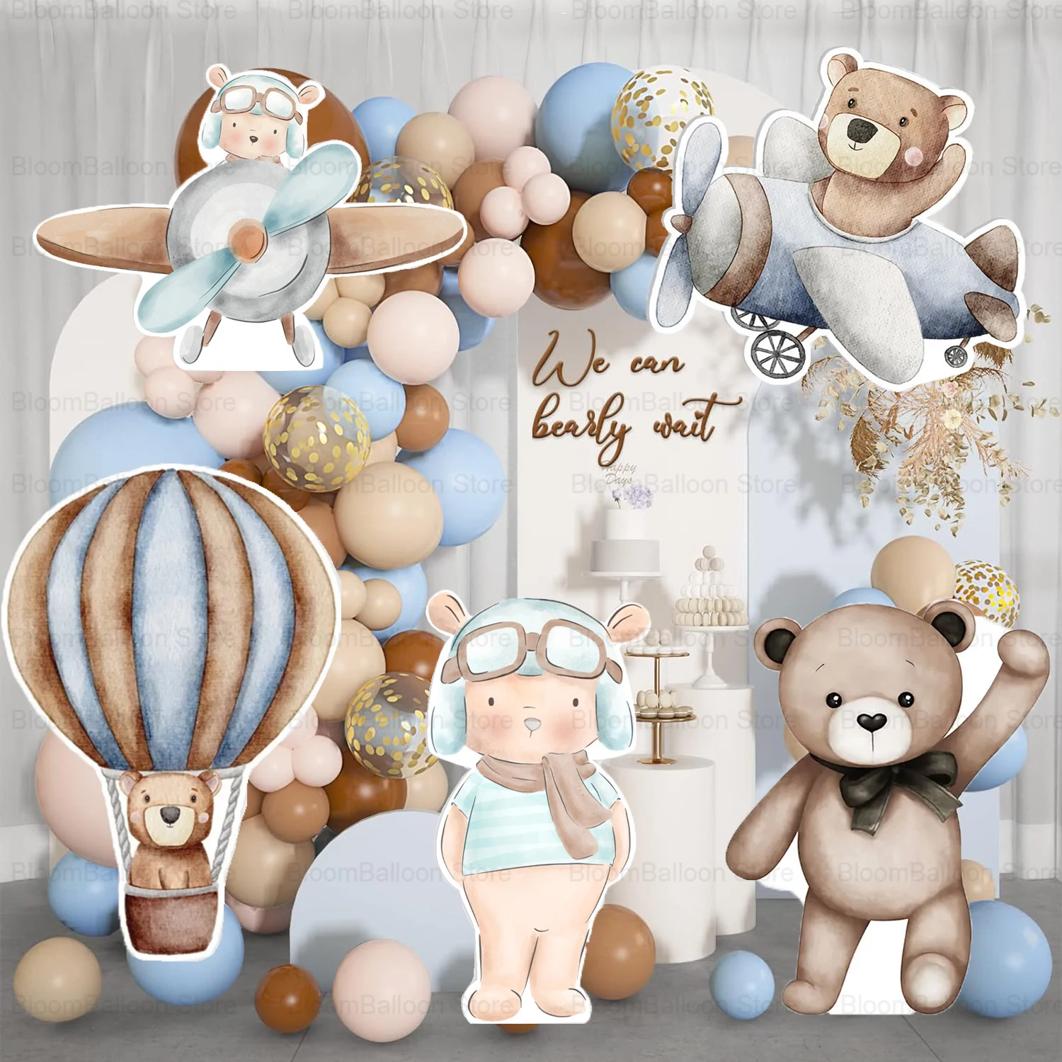 36 Zoll Teddybär kt Brett Heißluft ballon Pilot Teddybär Ausschnitt für Kinder Geburtstags feier Dekoration Baby party liefert Image