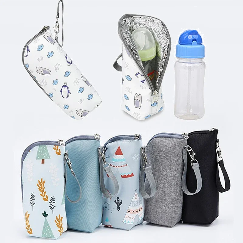 Baby Flasche Tasche Flaschenwärmer Baby Fütterung Aluminium Form Isolierung Ausflug Kinderwagen Hängen Tasche Für Lagerung Tassen Getränke Image