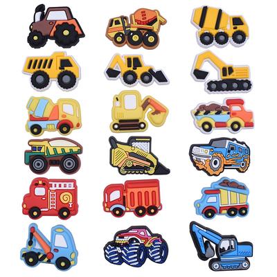18pcs Truck Pattern Shoe Charms, Pvc Shoe Decoration Accessories For Clog Bubble Slides, Christmas Gift For Girl And Boys