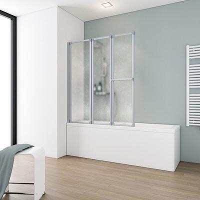Duschwand, 3-teilig faltbar mit Handtuchhalter - Breite: 126 cm, Höhe: 140 cm, Glas: Kunstglas Image