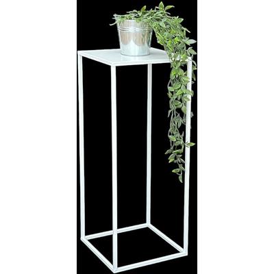 Blumenhocker Metall Weiß Eckig 70 cm Blumenständer Beistelltisch 96482 l Blumensäule Modern