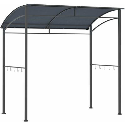Grillpavillon, Grillüberdachung, Regenschutz, Haken für Utensilien, Stahlrahmen, grau, 215 x 150 x